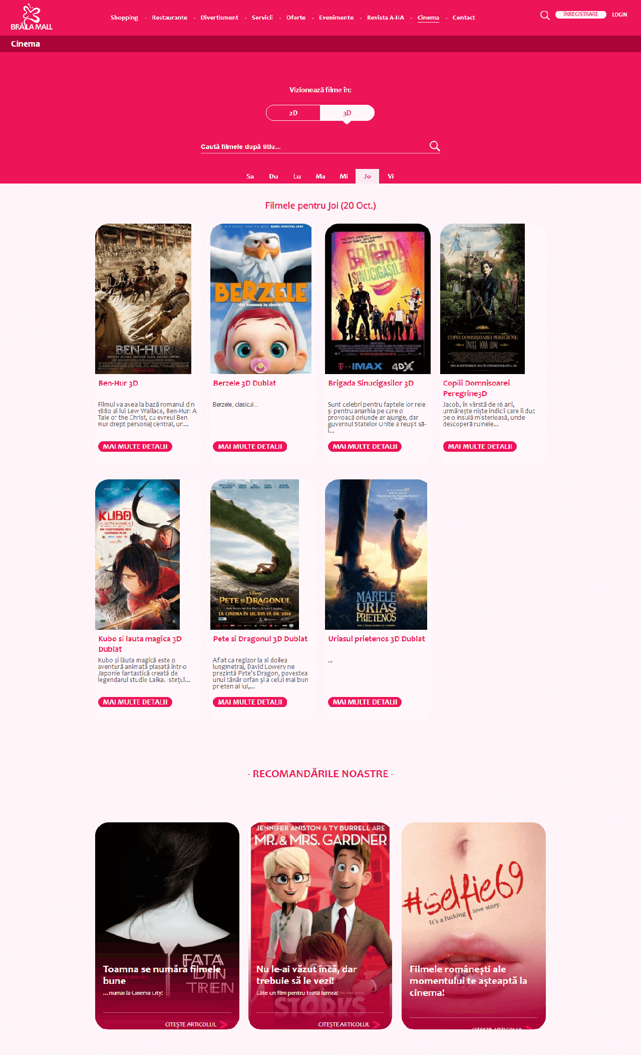 Cinema page web design